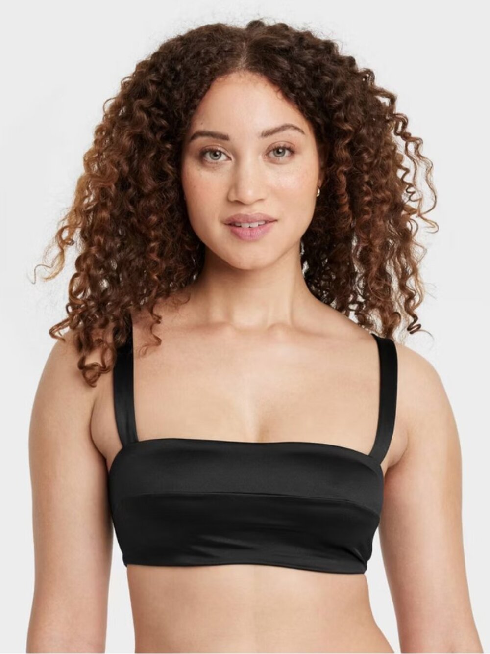 Women's Satin Squareneck Lingerie Bralette - Auden Black L